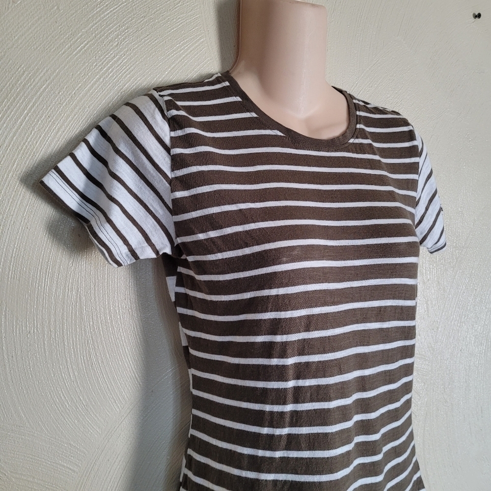 Cotton On The One Crew Neck Olive White Stripe T-shirt Size Women's XS - Picture 4 of 10